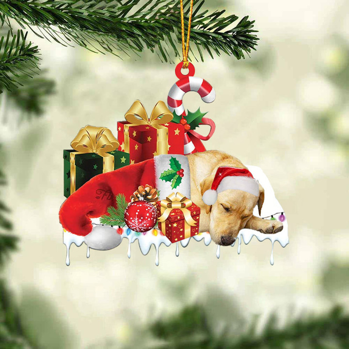 Yellow Labrador Merry Christmas Hanging Ornament-0211