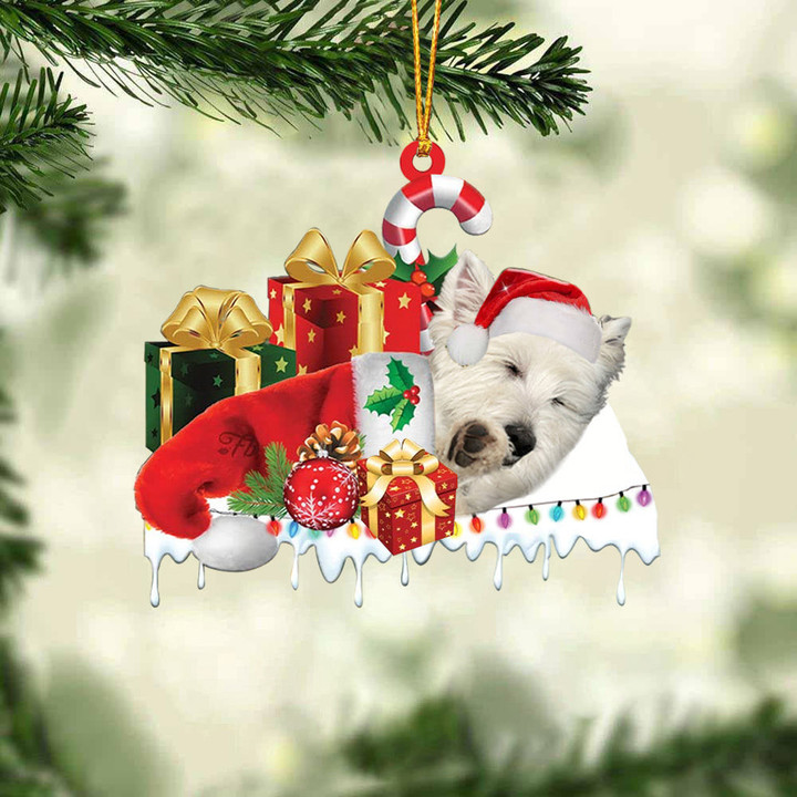 West highland white terrier Merry Christmas Hanging Ornament-0211