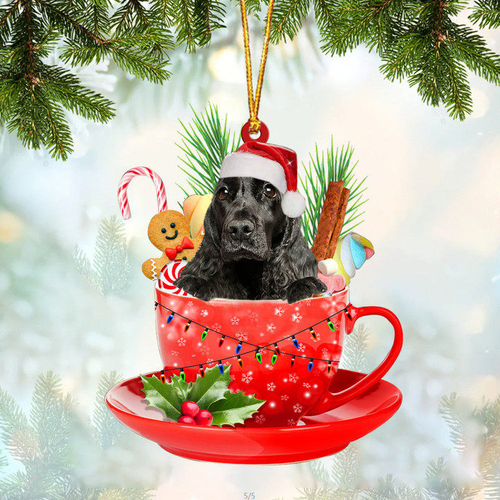 English Cocker Spaniel In Cup Merry Christmas Ornament
