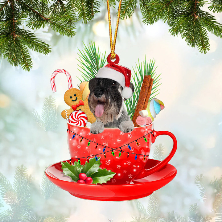 Standard Schnauzer In Cup Merry Christmas Ornament