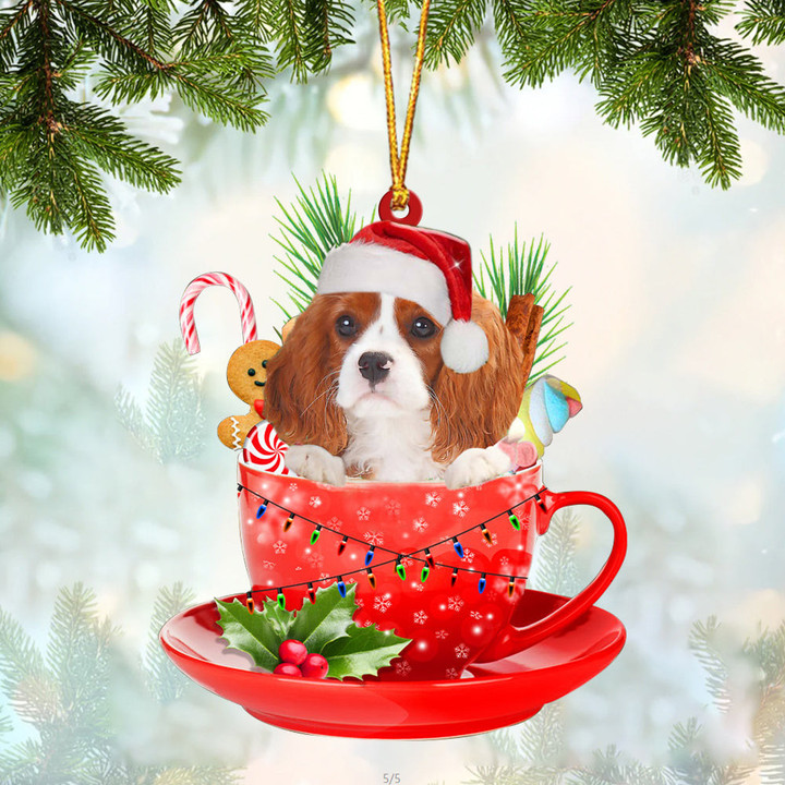 Cavalier King Charles Spaniel  2 In Cup Merry Christmas Ornament