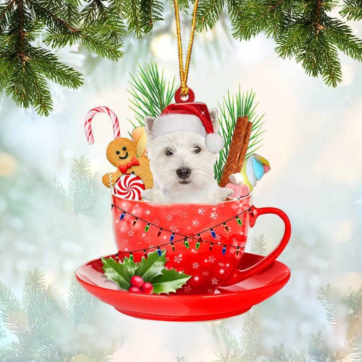 West Highland White Terrier In Cup Merry Christmas Ornament