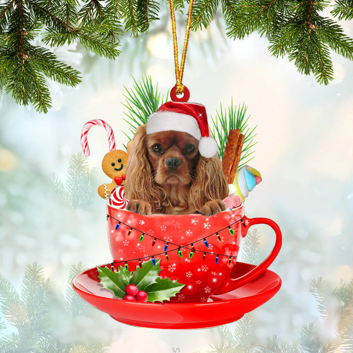Cavalier King Charles Spaniel 3 In Cup Merry Christmas Ornament