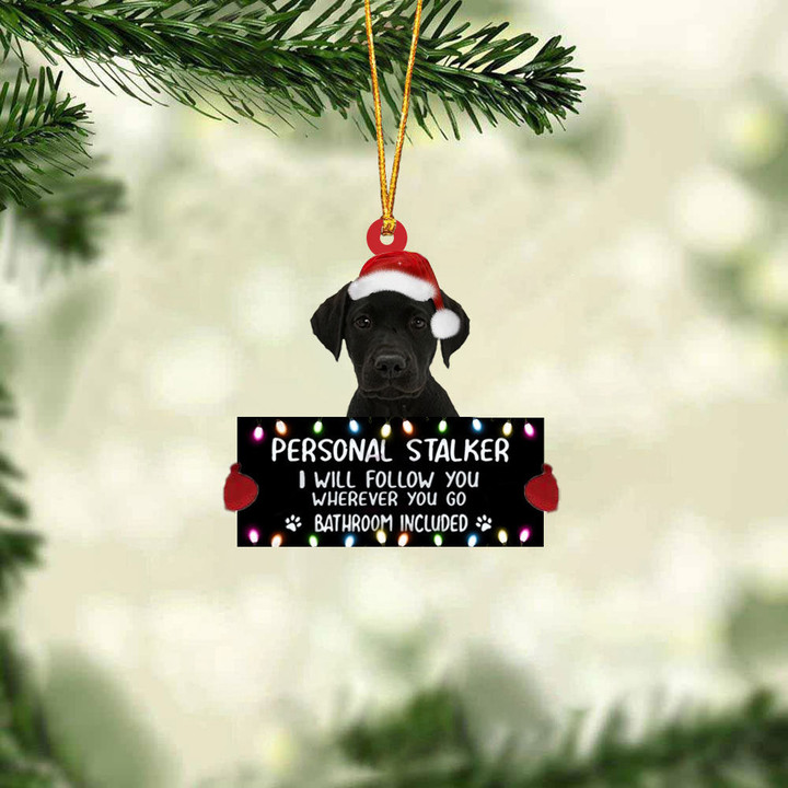 Black Labrador Retriever Personal Stalker Christmas Hanging Ornament