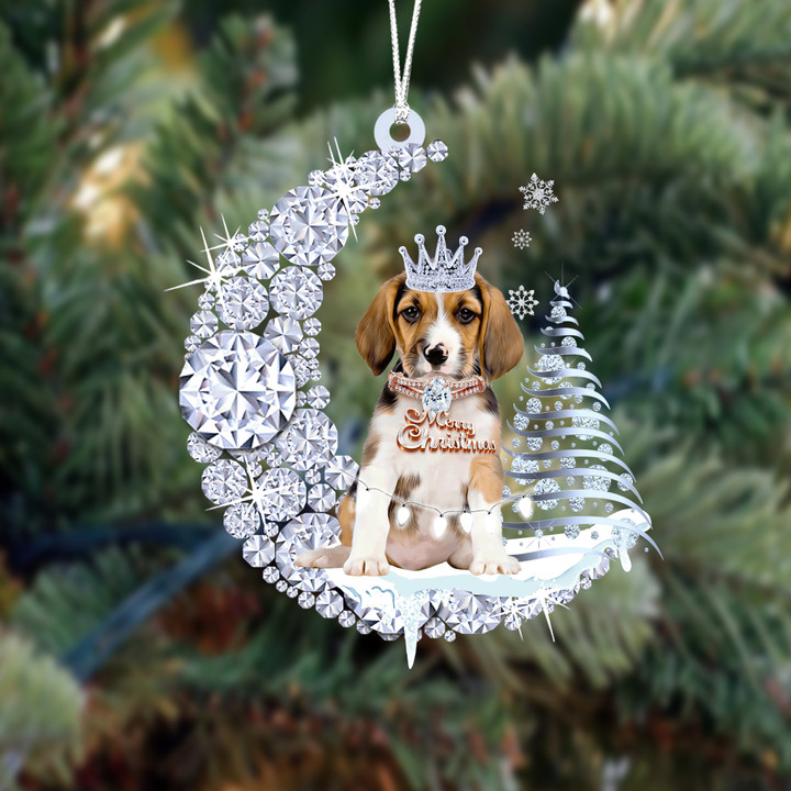 Beagle (2)Diamond Moon Merry Christmas Ornament