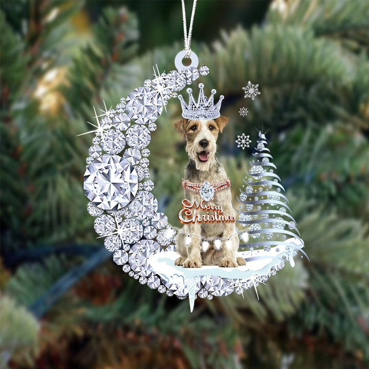 Fox Terrier Diamond Moon Merry Christmas Ornament
