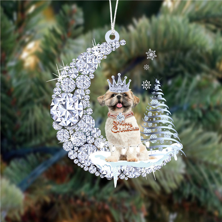 Shih Tzu  (6) Diamond Moon Merry Christmas Ornament