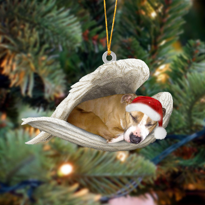 Staffordshire Bull Terrier2 Sleeping Angel Christmas Ornament