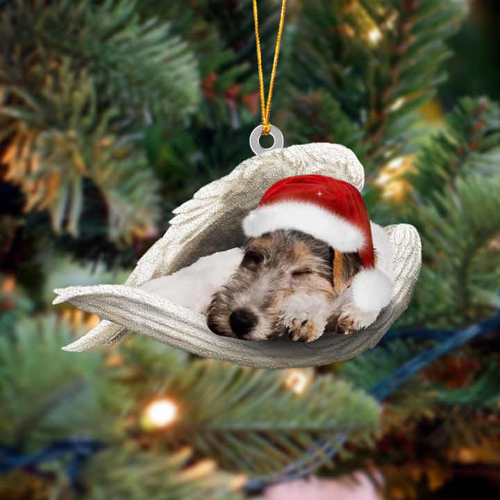 fox terrier Sleeping Angel Christmas Ornament