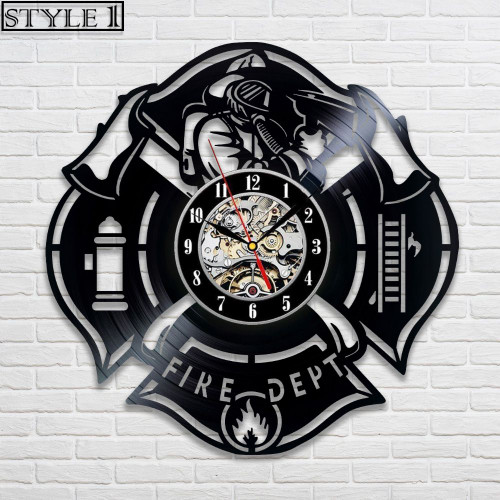 Firefighter Vinyl Record Clock