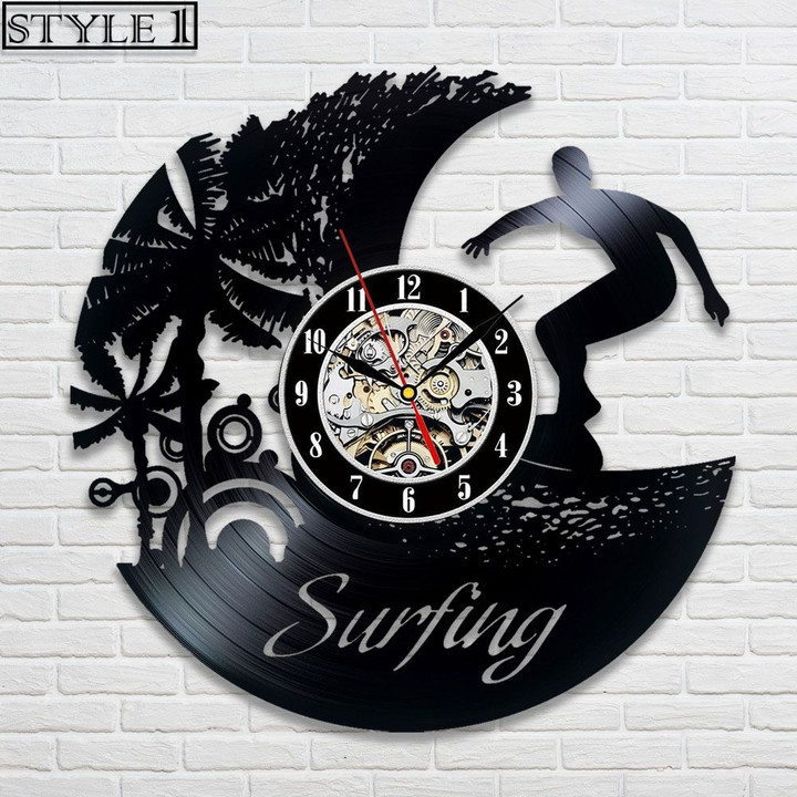 Surfing Vinyl Record Clock