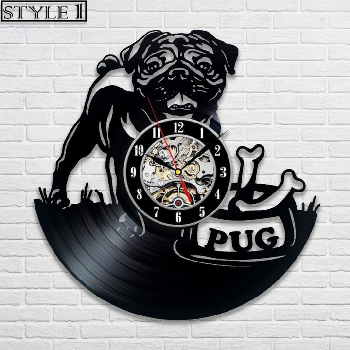 Pug Vinyl Record Clock