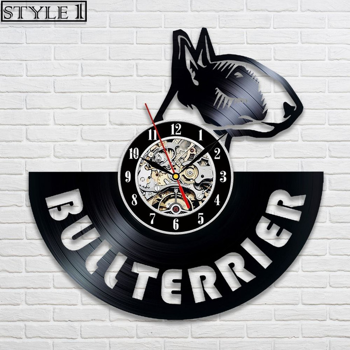 Bull Terrier Vinyl Record Clock