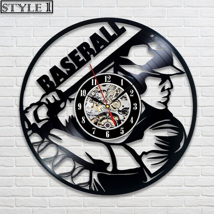 Baseball Vinyl Record Clock