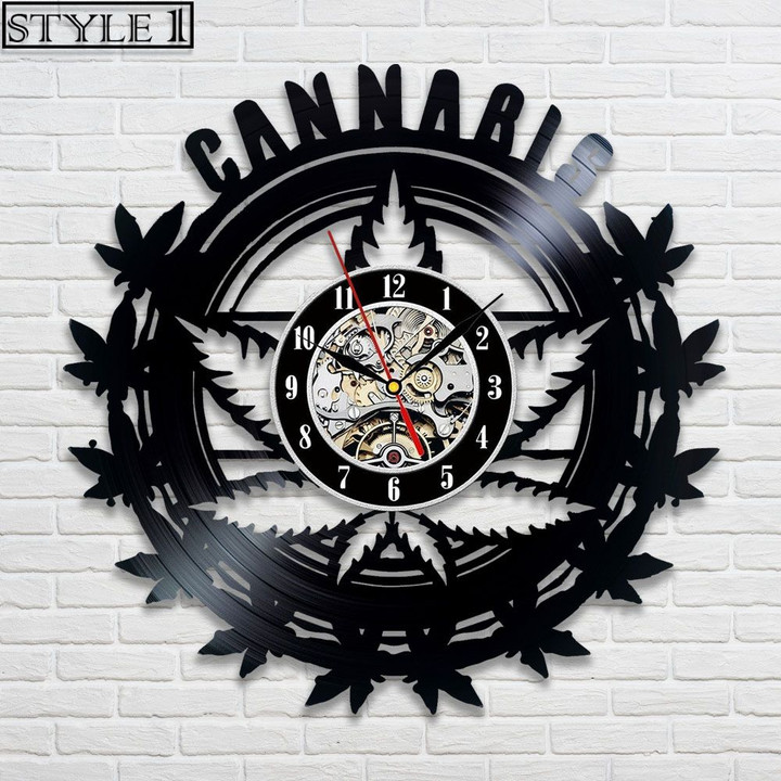 Cannabis Vinyl Record Clock