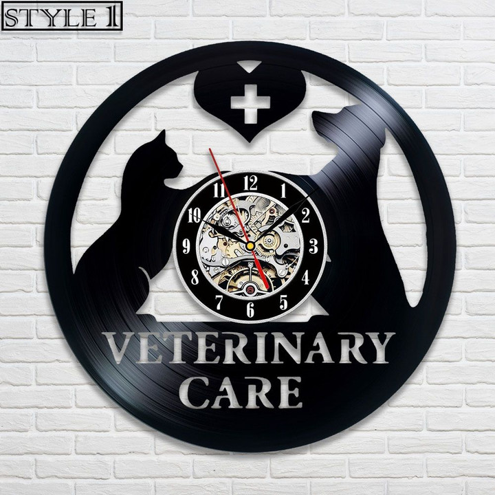 Veterinary Care Vinyl Record Clock