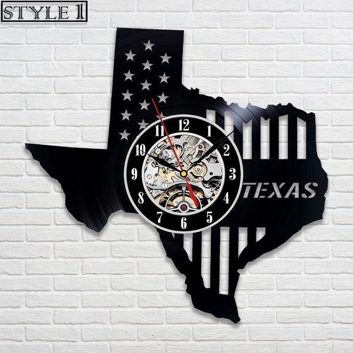 Texas Vinyl Record Clock
