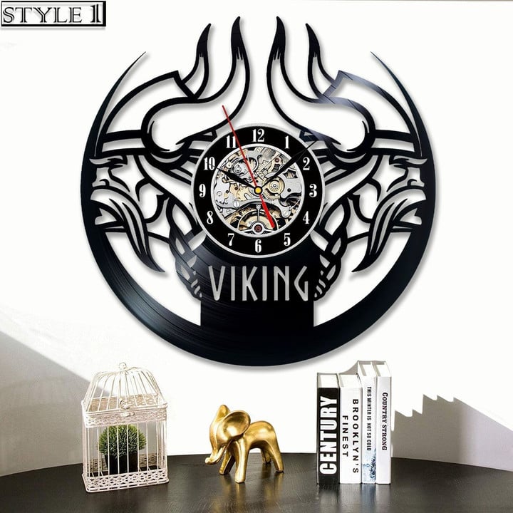 Viking Vinyl Record Clock