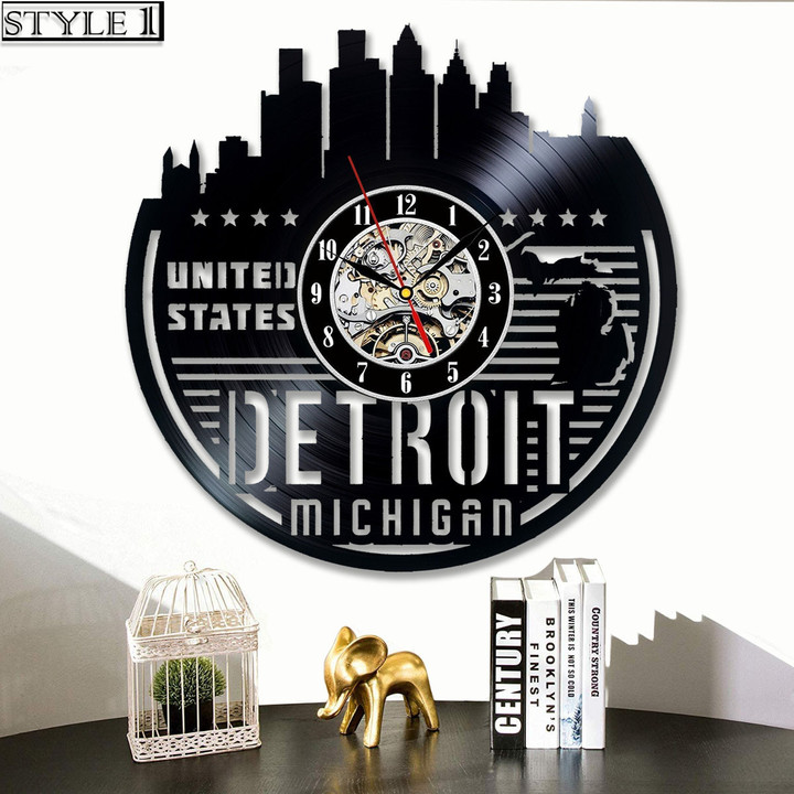 Detroit Vinyl Record Clock