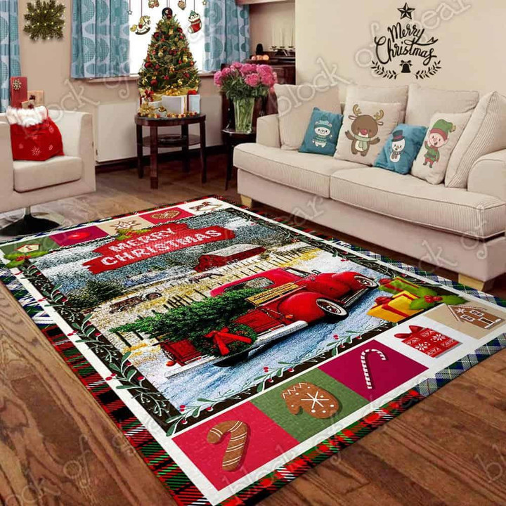 Country Life Red Truck Christmas Living Room Rug MP783