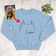 Personalized Dog Ears Outline Hand Drawing Women Sweatshirt for Dog Lover, Dog Mom, Gift for Dog Lover