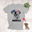 American 4th July Independence Day Hand Drawn Dog With Glasses Customized Unisex T-Shirts Dog Parents Gift
