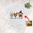 Peace Love Dog Halloween Customized Dog Illustration T-Shirt Gift For Halloween, Spooky Dog Lover