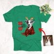 Ho Ho Ho Christmas Scraf Funny Dog Portrait T-Shirt Xmas Gift For Dog Owners