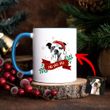 Customized Christmas 2021 Sketch Pet Portrait Christmas Ribbon Accent Mug For Dog Lovers