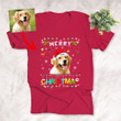 Merry Christmas Fairy Lights Santa Dog Custom T-Shirt Christmas Gift For Pet Parents, Dog Owner