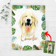Personalized Tropical Leaves Pet Photo Fleece Blanket Gift For Dog Parent