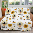 Blooming Sunflower With Dog Photo Custom Pet Fleece Blanket Gift For Dog Parent