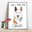Life Is Better With My Pet, Personalized Line Art Poster for Dog Lovers, Pet Owners
