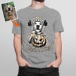 Trick Or Treat Custom Sketch Dog Portrait Unisex T-shirt on Halloween Day