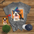 Personalized Dog In Hat Bleached Unisex T-shirt Halloween Gift