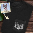 Custom Dog Skeleton Hand Heart Sign Pocket Unisex T-shirt