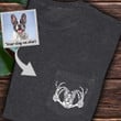 Custom Dog Skeleton Hand Heart Sign Pocket Unisex T-shirt