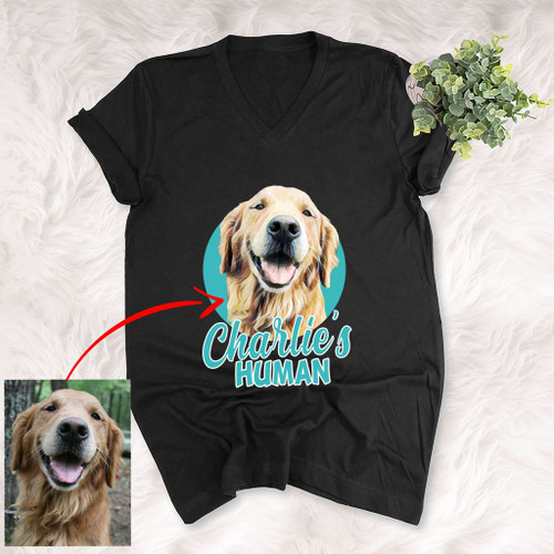 Customized Pet Colourful Painting - Human Marvelous Unisex V-neck Tee For Pet Owners