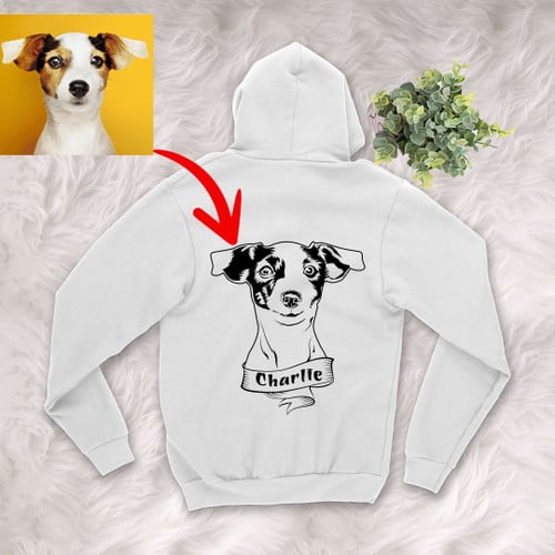Personalized Dog Portrait Men & Women Zip Hoodie for Dog Lovers, Gift for Dog Lover