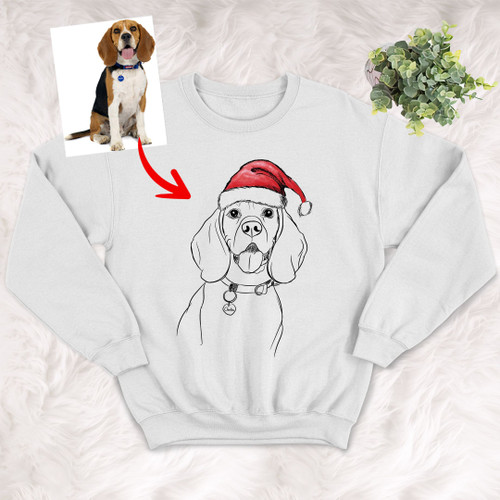 Personalized Pet Portrait Custom Unisex Sweater Shirt Hand Drawing Gift For Dog Moms, Dog Dads On Birthday, Anniversary Gift For Her