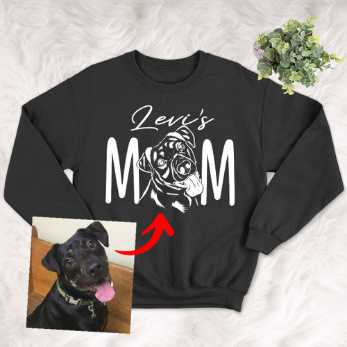 Dog Mom Pet Portrait Customized Adult Sweater Shirt Pet Memorial Gift For Dog Moms, Dog Mama, Birthday Gift For Girlfriend