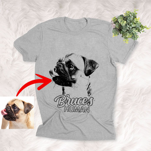 Pet Portrait Personalized Dog Unisex T-shirt Dog Face Gift For Dog Moms, Dog Dads, Pet Lovers On Anniversary