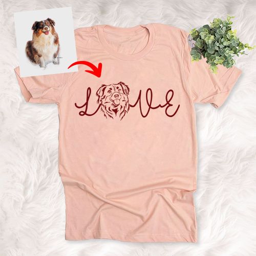 Customized Pet Portrait Pencil Sketch - Love Dog And Cat Unisex Adult T-shirt For Pet Lovers