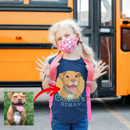Personalized Dog Cartoon Transferring Women T-shirt Kids for Dog lovers
