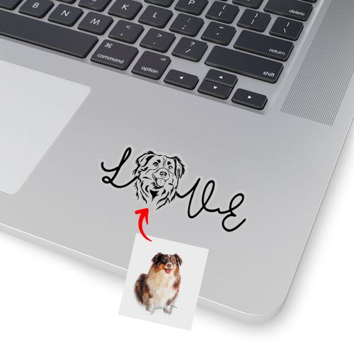 Customized Pet Portrait Pencil Sketch - Love Dog And Cat Stickers For Pet Lovers