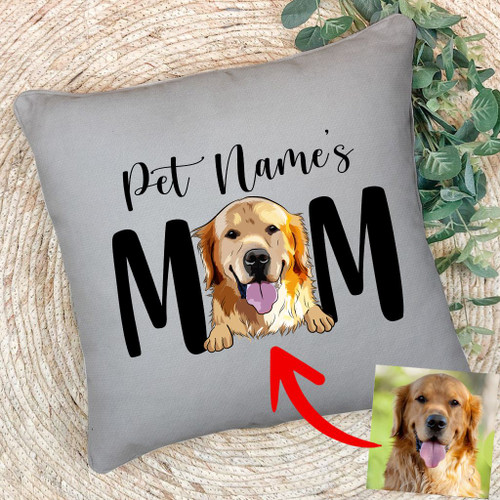 Furry Mom Custom Pet Portrait Pillow Case Mother's Day Gift, Gift for Girls On Birthday