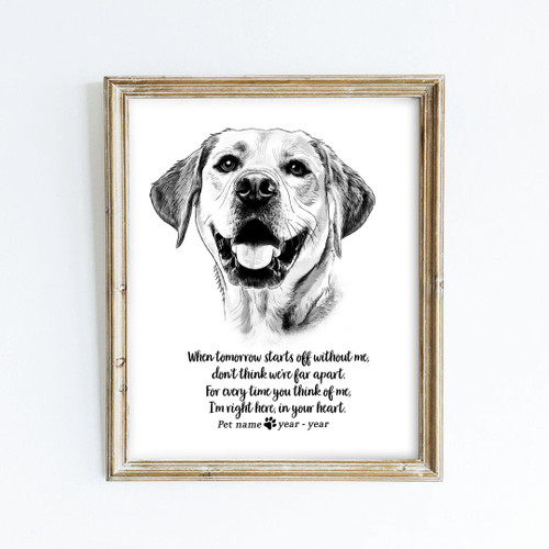 Personalized Pet Memorial Hand Drawn Portrait Custom Image Poster Gift For Pet Owners Dog Lovers