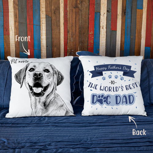 Happy Father's Day Custom Dog Photo Pillow Case