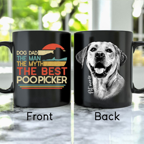 Dog Dad, The Man, The Myth, The Best Poo Picker Hand Drawn Pet Portrait Personalized Mug Gift For Fur Dad, Dog Lover
