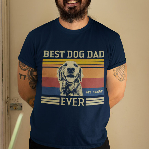Best Dog Dad Ever Custom Portrait Photo T-shirt Gift For Men